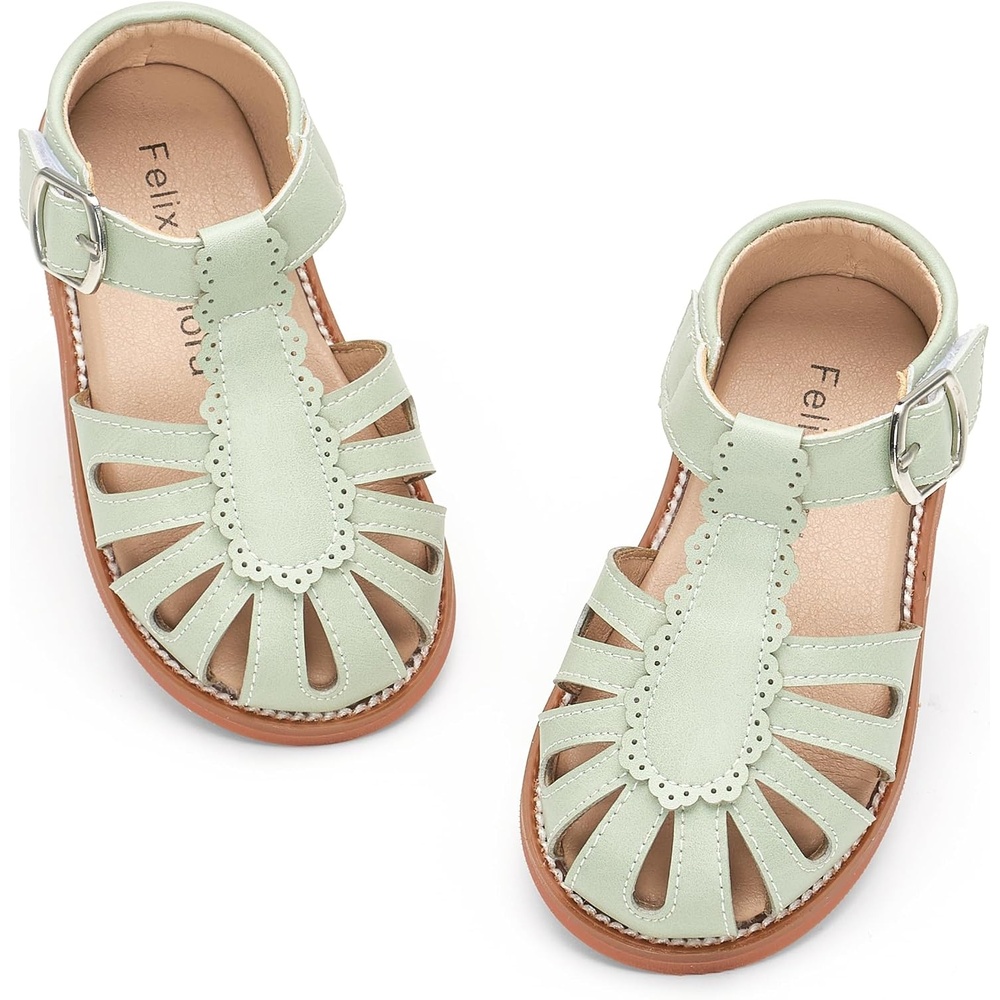 image:imageFelix amp Flora Toddler Girls Sandals Soft Rubber Princess Flat Shoes Flower Girl ShoesBc262green