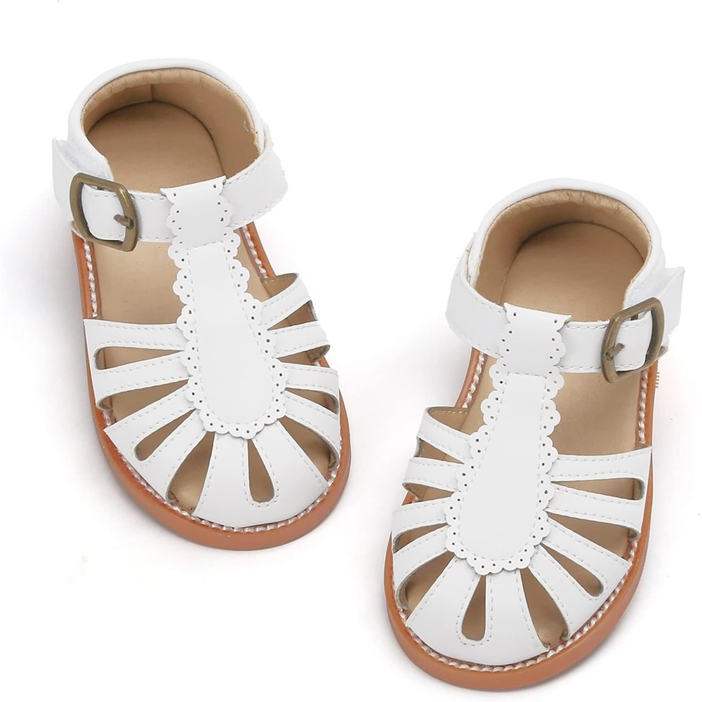 image:imageFelix amp Flora Toddler Girls Sandals Soft Rubber Princess Flat Shoes Flower Girl ShoesBc262white
