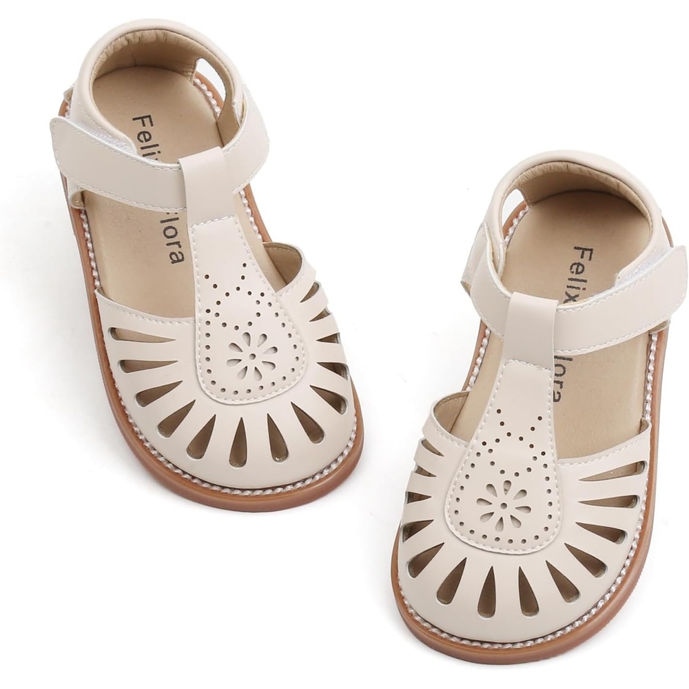 image:imageFelix amp Flora Toddler Girls Sandals Soft Rubber Princess Flat Shoes Flower Girl ShoesBc289beige