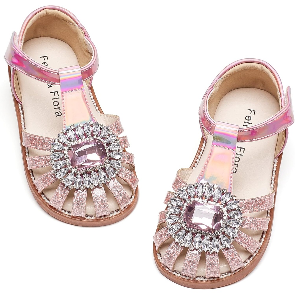 image:imageFelix amp Flora Toddler Girls Sandals Soft Rubber Princess Flat Shoes Flower Girl ShoesBc321pink