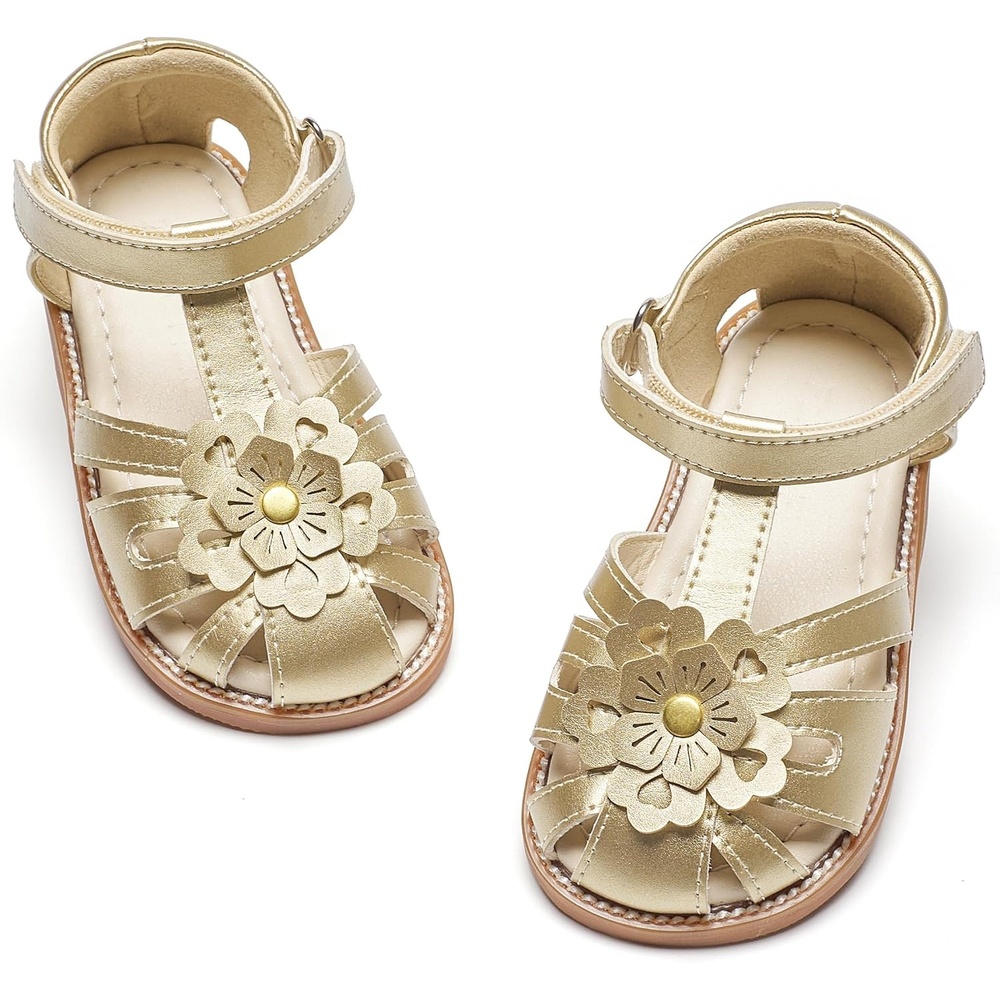 image:imageFelix amp Flora Toddler Girls Sandals Soft Rubber Princess Flat Shoes Flower Girl ShoesBc326gold