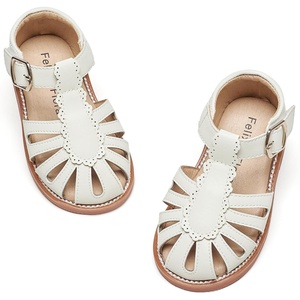 Felix & Flora Toddler Girls Sandals Soft Rubber Princess Flat Shoes Flower Girl Shoes(Bc262-cream White)