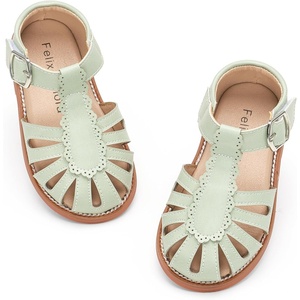 Felix & Flora Toddler Girls Sandals Soft Rubber Princess Flat Shoes Flower Girl Shoes(Bc262-green)