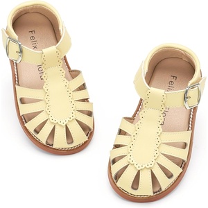 Felix & Flora Toddler Girls Sandals Soft Rubber Princess Flat Shoes Flower Girl Shoes(Bc262-yellow)