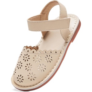 Felix & Flora Toddler Girls Sandals Soft Rubber Princess Flat Shoes Flower Girl Shoes(Bc299-apricot)