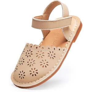 Felix & Flora Toddler Girls Sandals Soft Rubber Princess Flat Shoes Flower Girl Shoes(Bc299-tan)