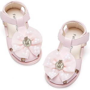 Felix & Flora Toddler Girls Sandals Soft Rubber Princess Flat Shoes Flower Girl Shoes(Bc332-pink)