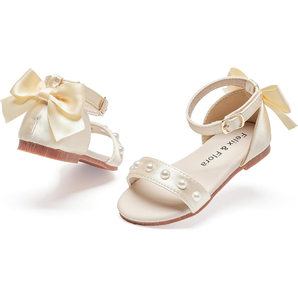 image:imageFelix amp Flora Toddler Girl Sandals Open Toe Flower Girl Soft Princess Flat ShoesBc324gold