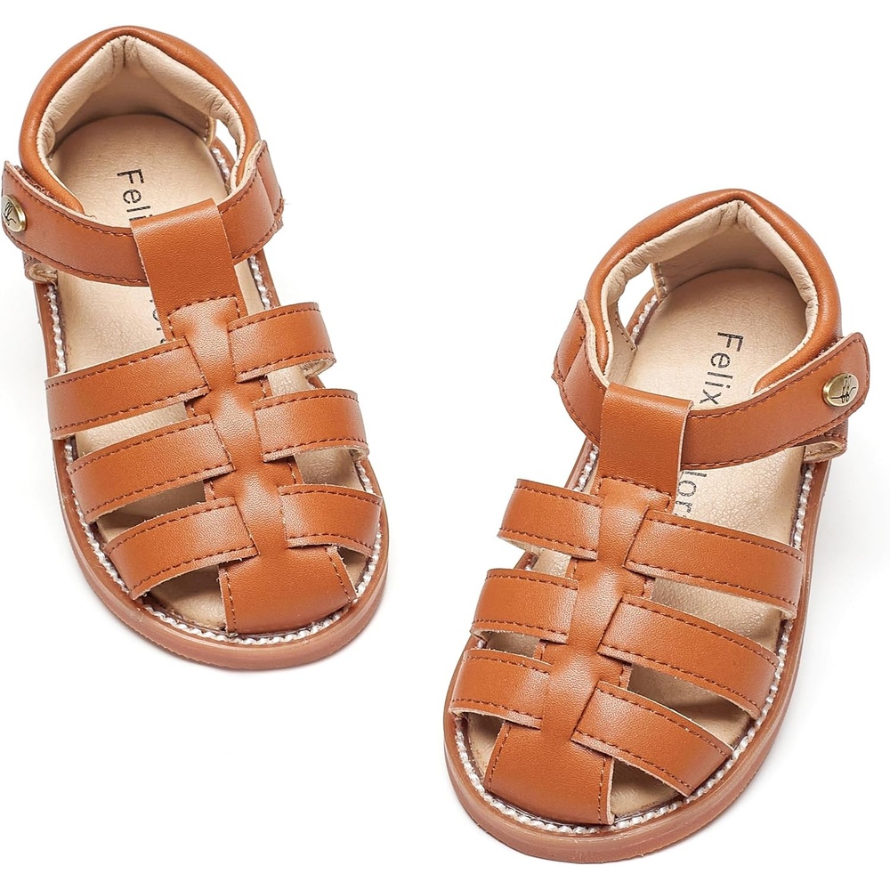 image:imageFelix amp Flora Toddler Girls Sandals Flower Girl Shoes Soft Rubber Princess Flat ShoesBc319brown