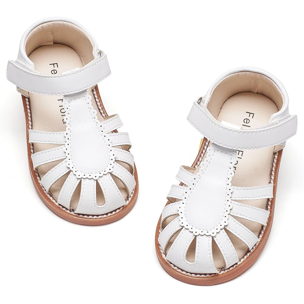 image:imageFelix amp Flora Toddler Girls Sandals Flower Girl Shoes Soft Rubber Princess Flat ShoesBc322white