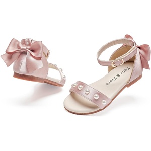 Felix & Flora Toddler Girl Sandals Open Toe Flower Girl Soft Princess Flat Shoes(Bc324-pink)