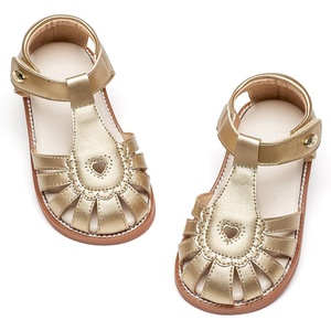 Felix & Flora Toddler Girls Sandals Flower Girl Shoes Soft Rubber Princess Flat Shoes(Bc312-gold)