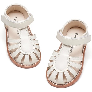 Felix & Flora Toddler Girls Sandals Flower Girl Shoes Soft Rubber Princess Flat Shoes(Bc322-ivory)