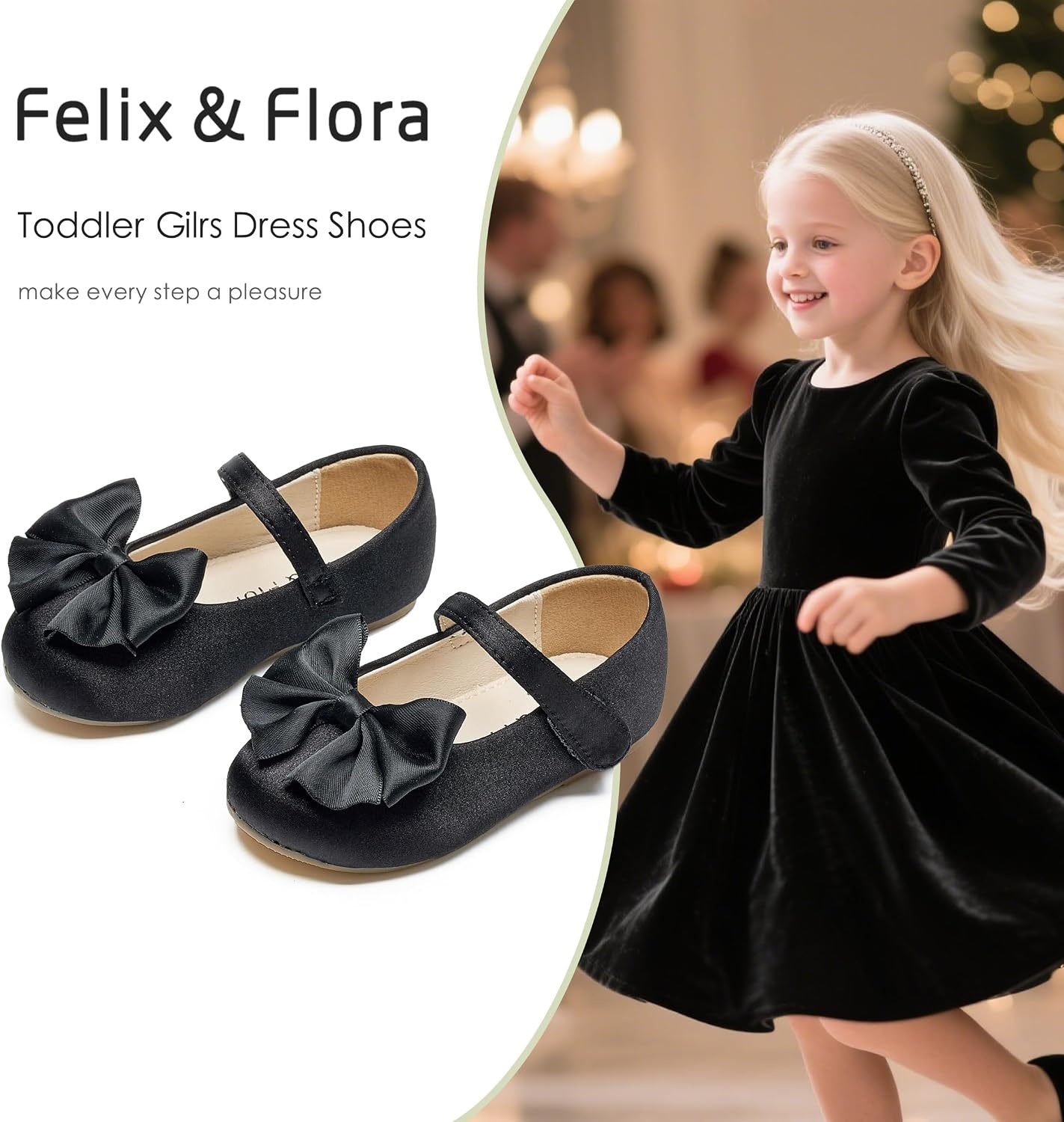 image:imageFelix amp Flora Toddler Flower Girl Dress Shoes Girl Ballet Flats Party School Shoes WeddingB904black