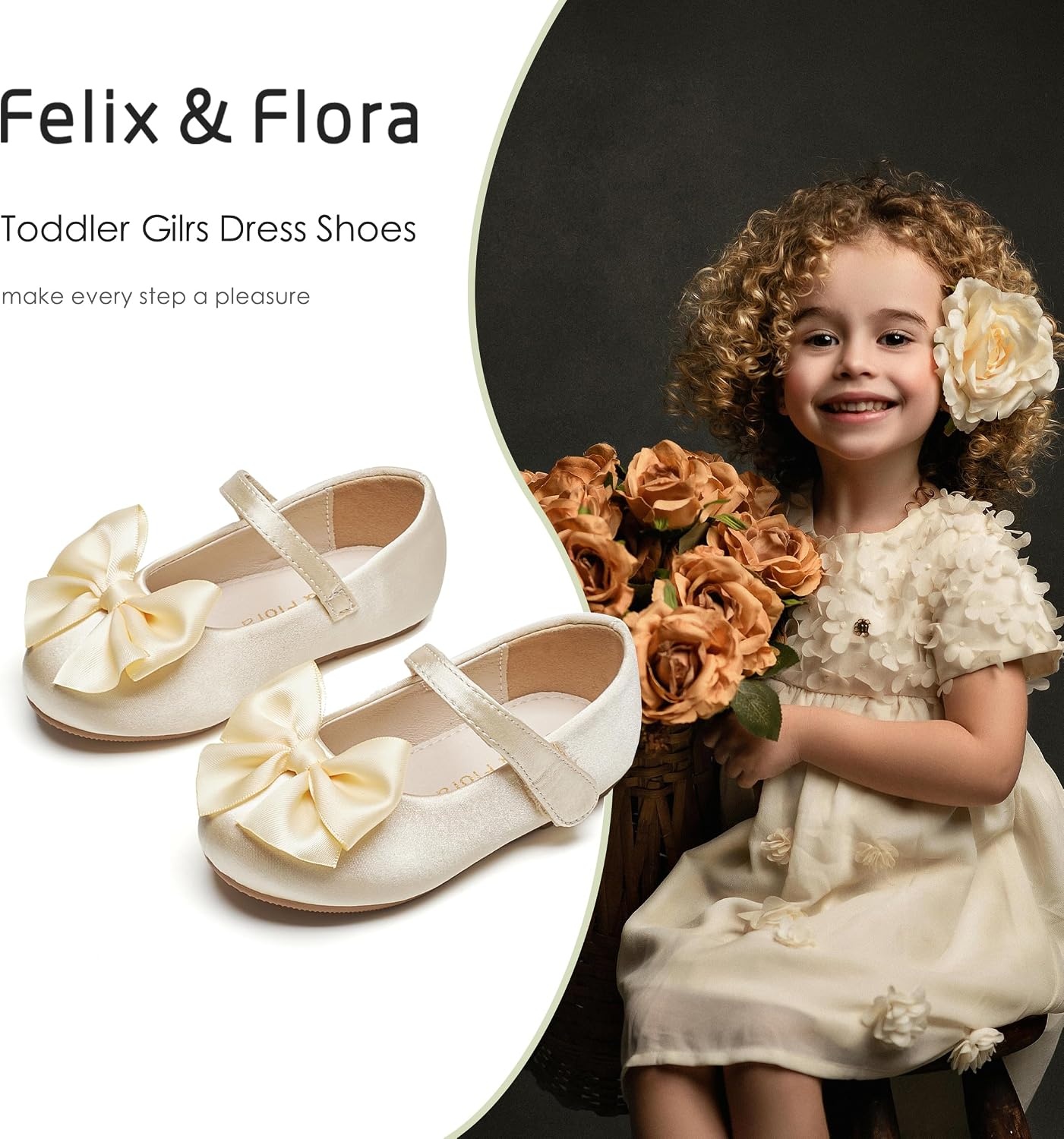 image:imageFelix amp Flora Toddler Flower Girl Dress Shoes Girl Ballet Flats Party School Shoes WeddingB904champagne Gold
