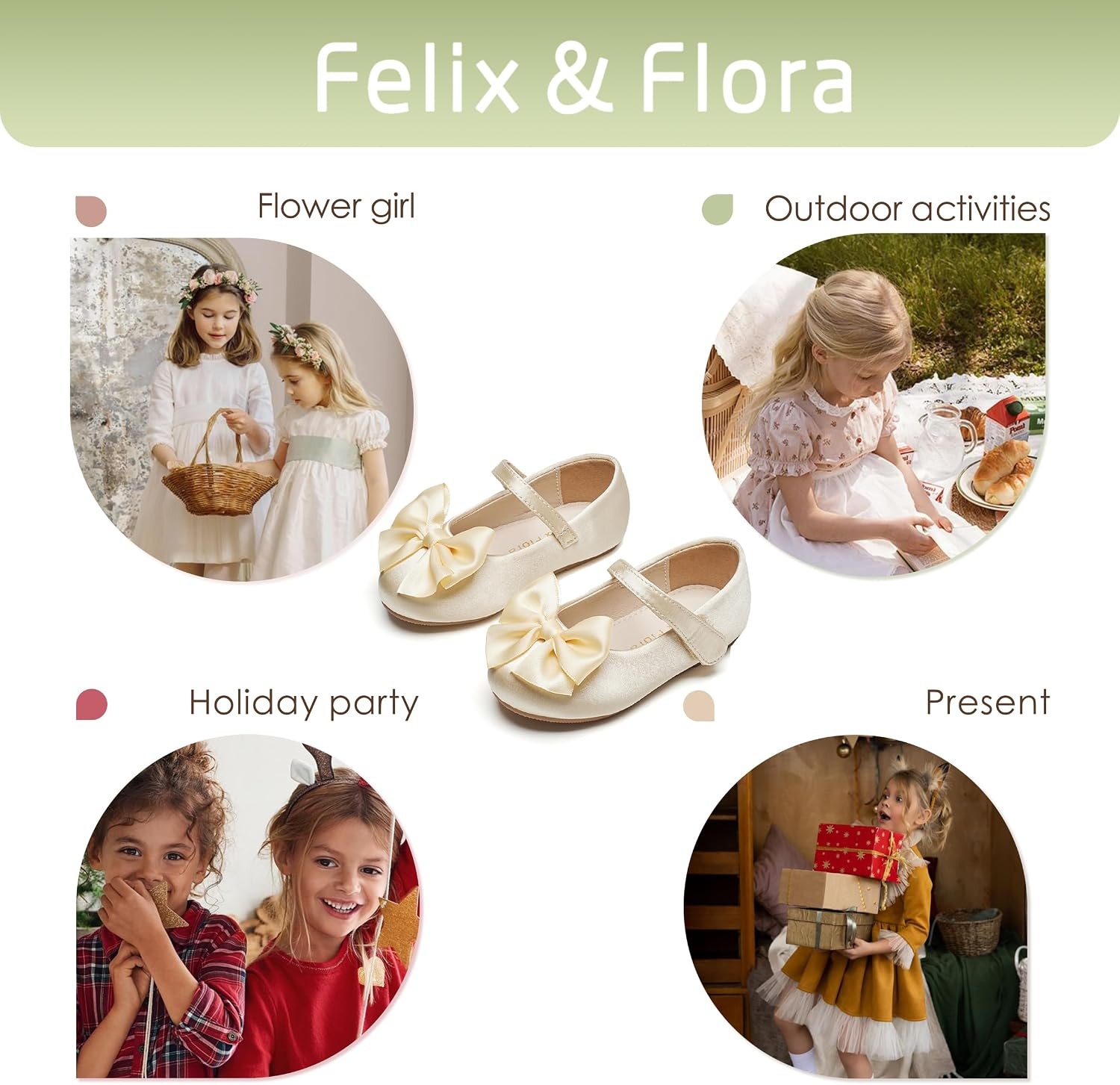 image:imageFelix amp Flora Toddler Flower Girl Dress Shoes Girl Ballet Flats Party School Shoes WeddingB904champagne Gold