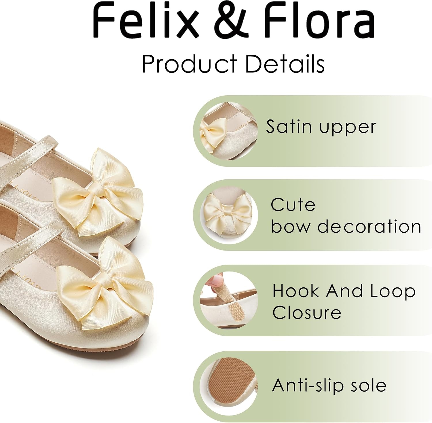 image:imageFelix amp Flora Toddler Flower Girl Dress Shoes Girl Ballet Flats Party School Shoes WeddingB904champagne Gold