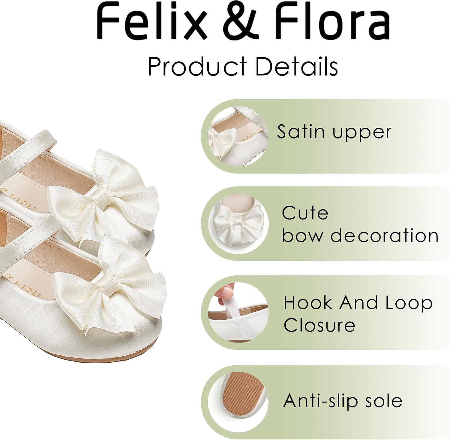 image:imageFelix amp Flora Toddler Flower Girl Dress Shoes Girl Ballet Flats Party School Shoes WeddingB904ivory White