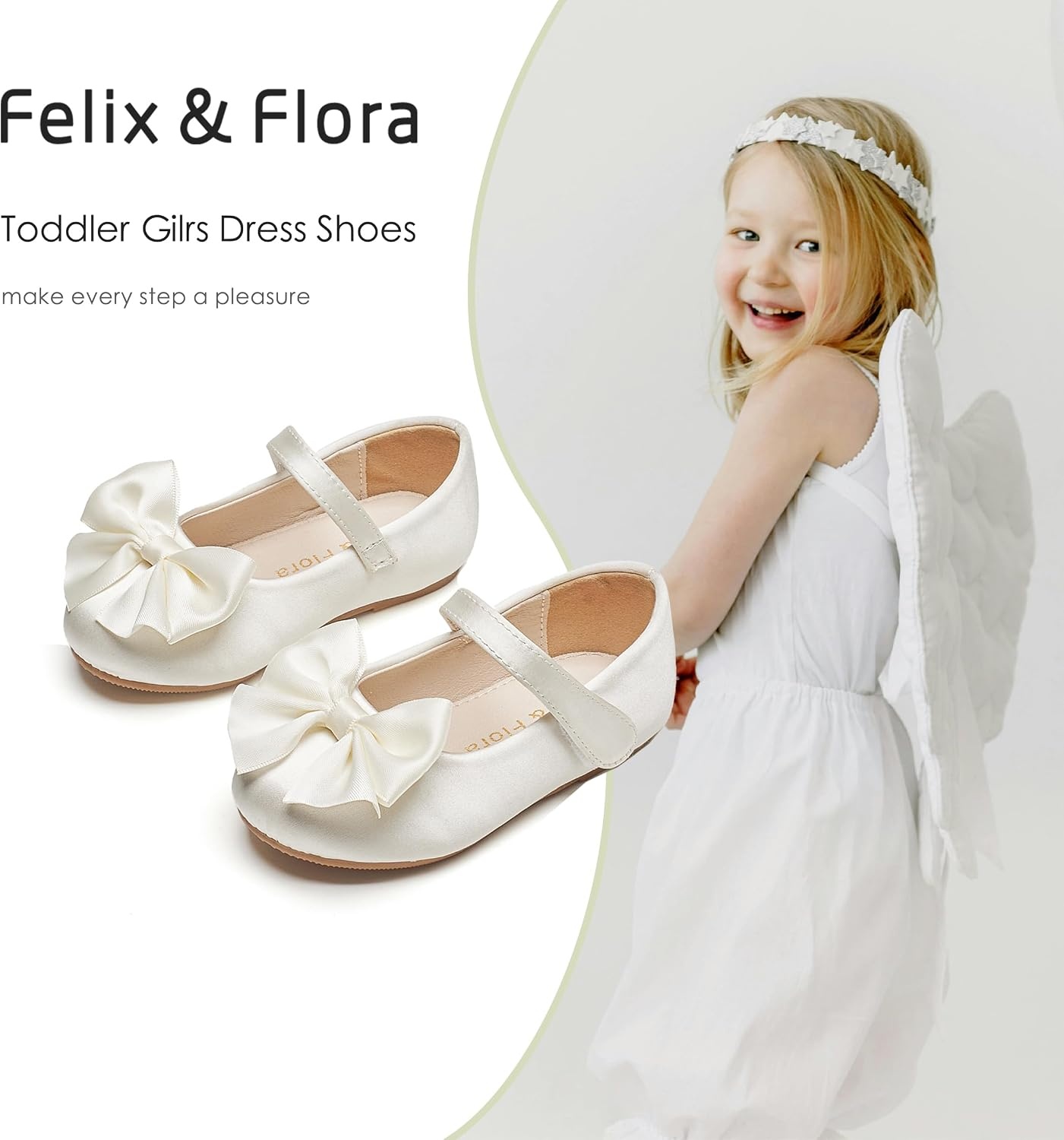 image:imageFelix amp Flora Toddler Flower Girl Dress Shoes Girl Ballet Flats Party School Shoes WeddingB904ivory White