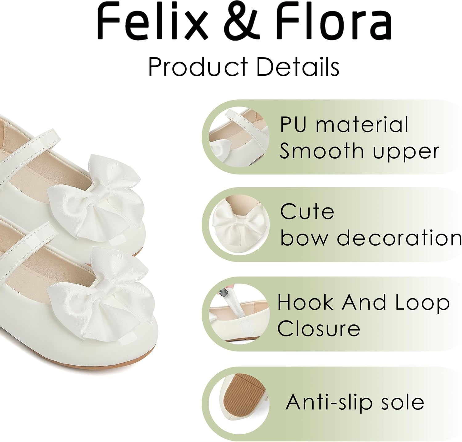 image:imageFelix amp Flora Toddler Flower Girl Dress Shoes Girl Ballet Flats Party School Shoes WeddingB904pl White