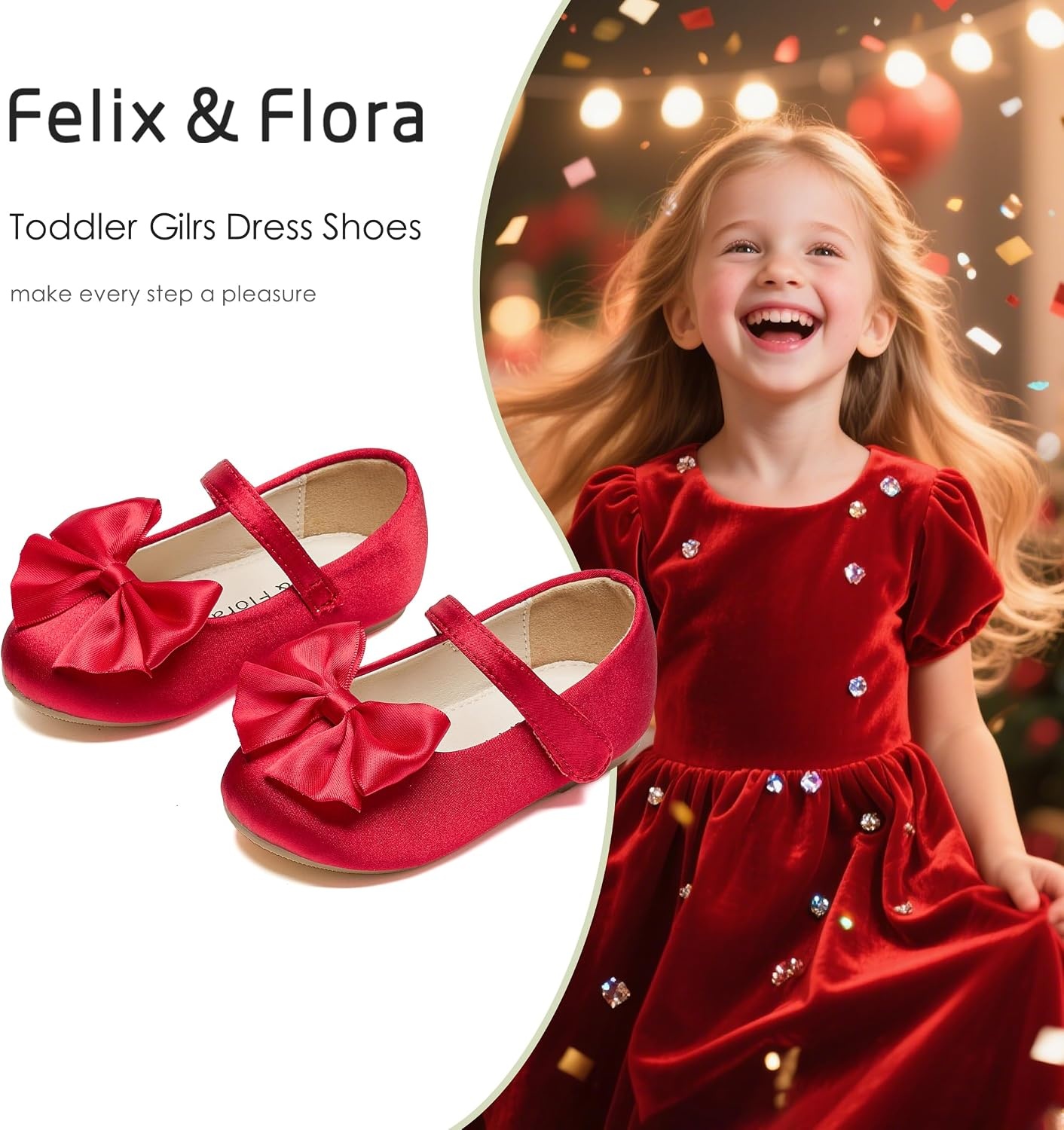 image:imageFelix amp Flora Toddler Flower Girl Dress Shoes Girl Ballet Flats Party School Shoes WeddingB904red