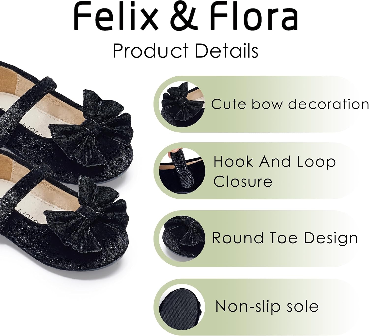 image:imageFelix amp Flora Toddler Flower Girl Dress Shoes Girl Ballet Flats Party School Shoes WeddingB904velvet Black