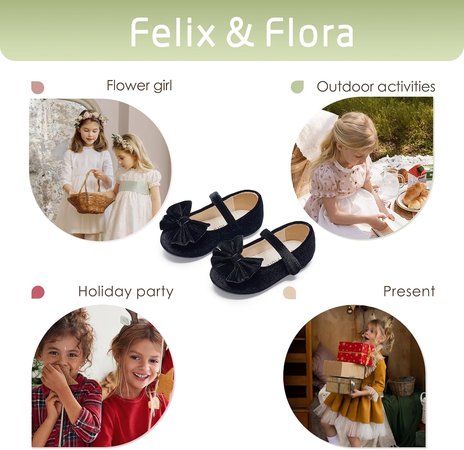 image:imageFelix amp Flora Toddler Flower Girl Dress Shoes Girl Ballet Flats Party School Shoes WeddingB904velvet Black