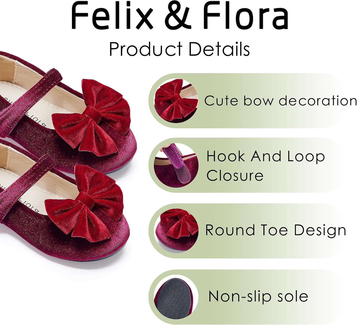 image:imageFelix amp Flora Toddler Flower Girl Dress Shoes Girl Ballet Flats Party School Shoes WeddingB904velvet Burgundy