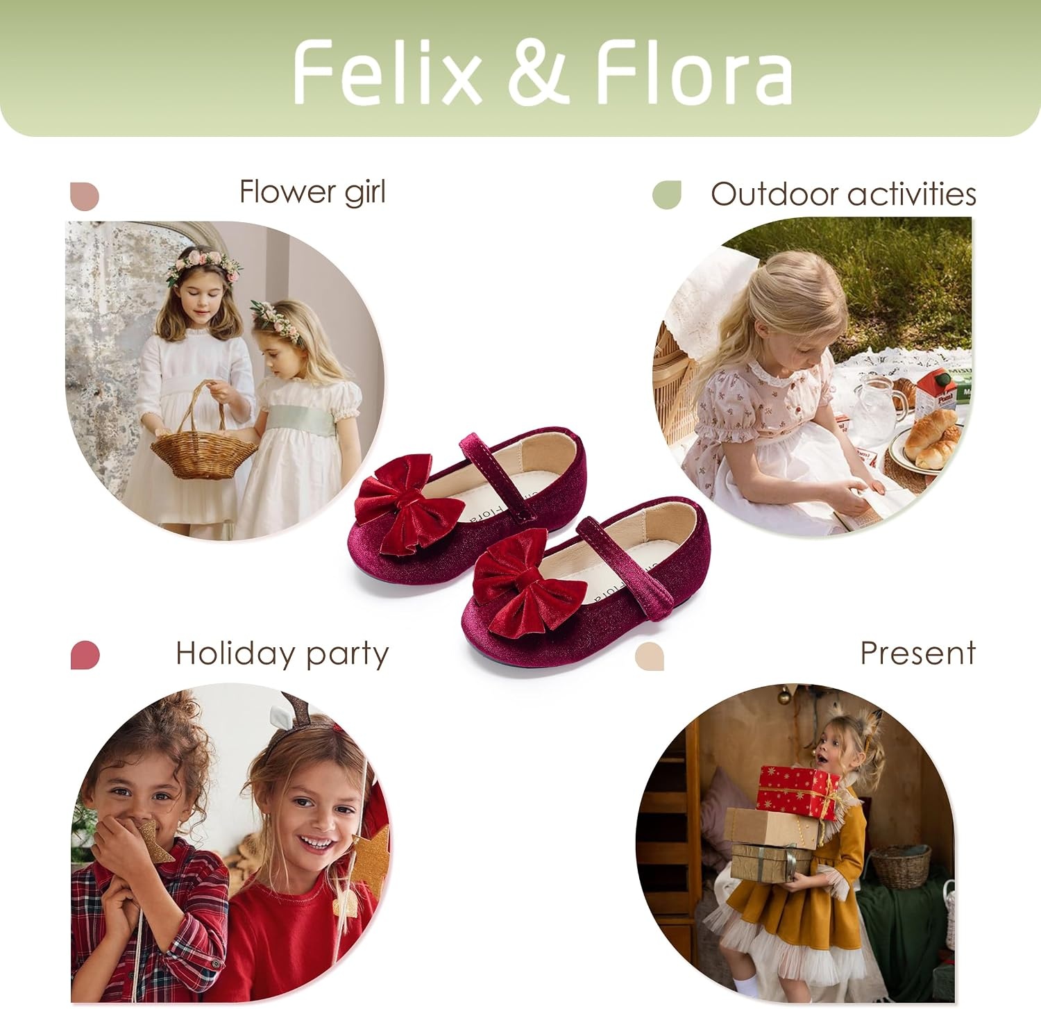 image:imageFelix amp Flora Toddler Flower Girl Dress Shoes Girl Ballet Flats Party School Shoes WeddingB904velvet Burgundy