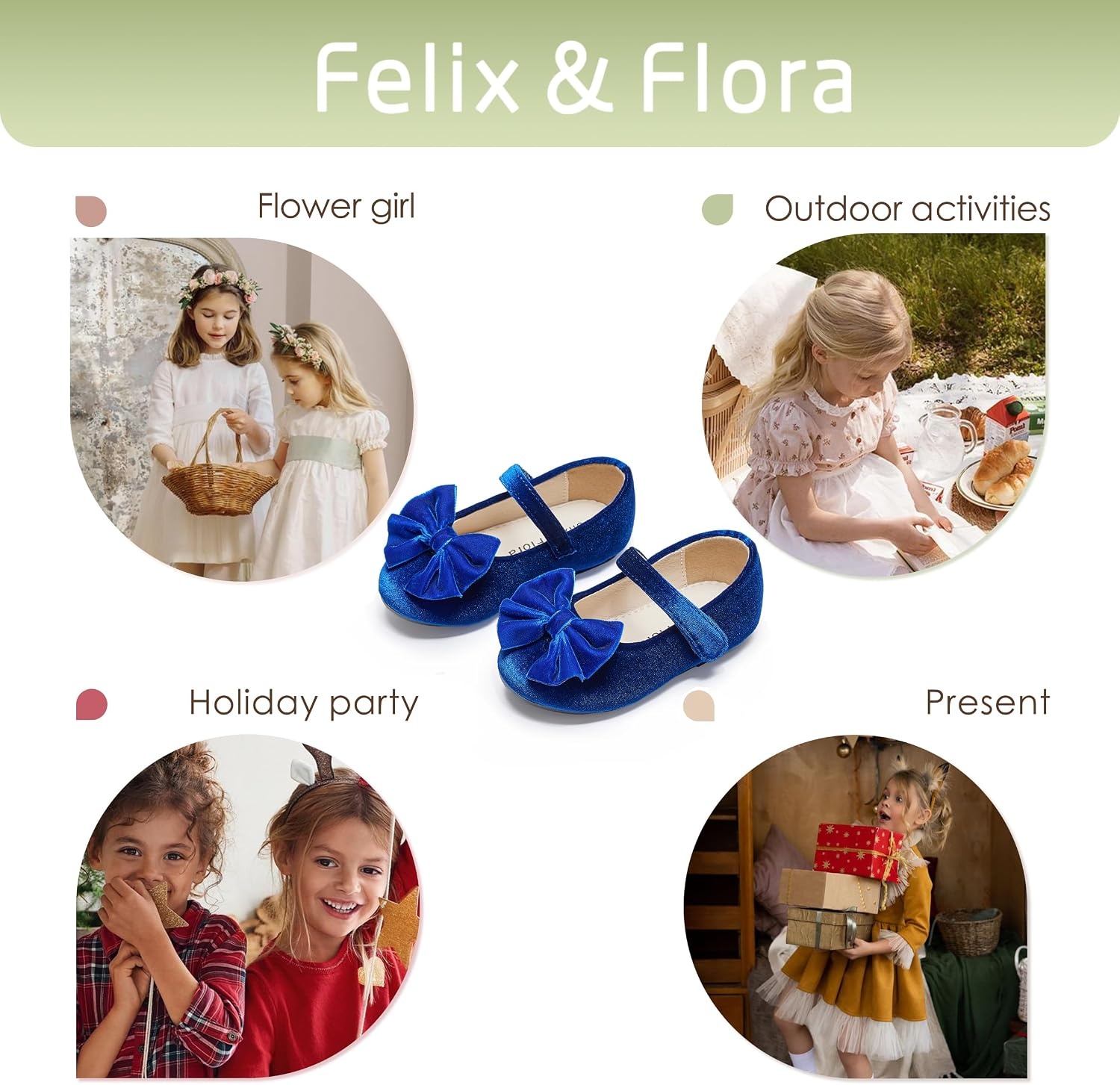 image:imageFelix amp Flora Toddler Flower Girl Dress Shoes Girl Ballet Flats Party School Shoes WeddingB904velvet Navy Blue