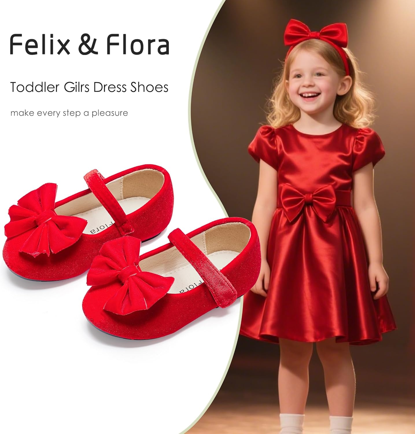image:imageFelix amp Flora Toddler Flower Girl Dress Shoes Girl Ballet Flats Party School Shoes WeddingB904velvet Red