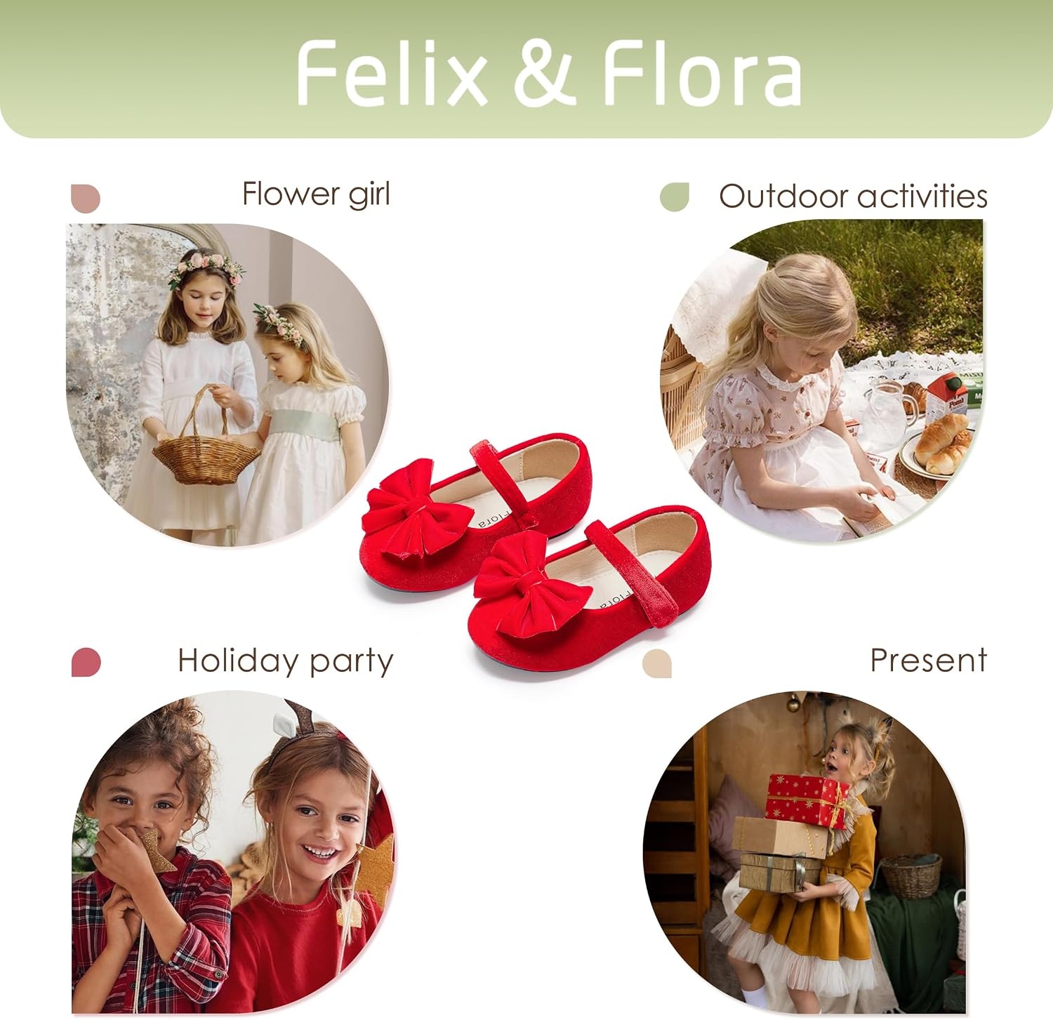 image:imageFelix amp Flora Toddler Flower Girl Dress Shoes Girl Ballet Flats Party School Shoes WeddingB904velvet Red