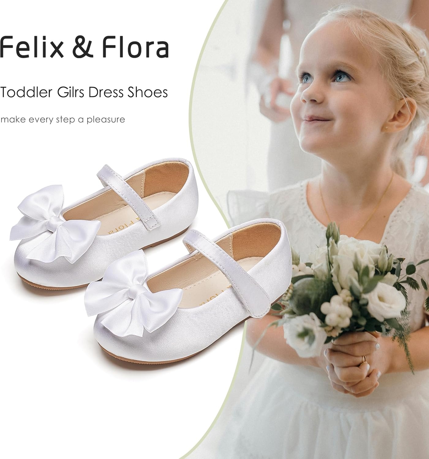 image:imageFelix amp Flora Toddler Flower Girl Dress Shoes Girl Ballet Flats Party School Shoes WeddingB904white