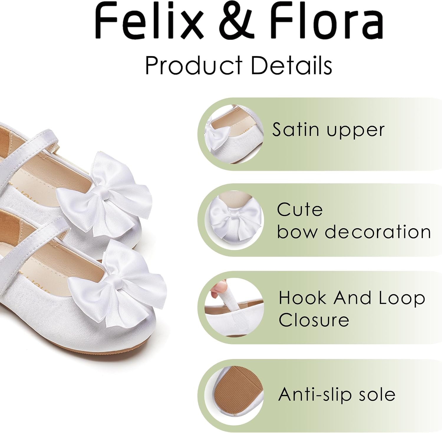 image:imageFelix amp Flora Toddler Flower Girl Dress Shoes Girl Ballet Flats Party School Shoes WeddingB904white