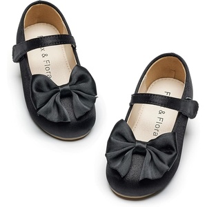 Felix & Flora Toddler Flower Girl Dress Shoes Girl Ballet Flats Party School Shoes Wedding(B904-black)