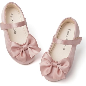 Felix & Flora Toddler Flower Girl Dress Shoes Girl Ballet Flats Party School Shoes Wedding(B904-pink)