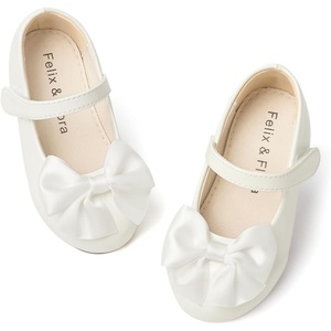 Felix & Flora Toddler Flower Girl Dress Shoes Girl Ballet Flats Party School Shoes Wedding(B904-pl White)