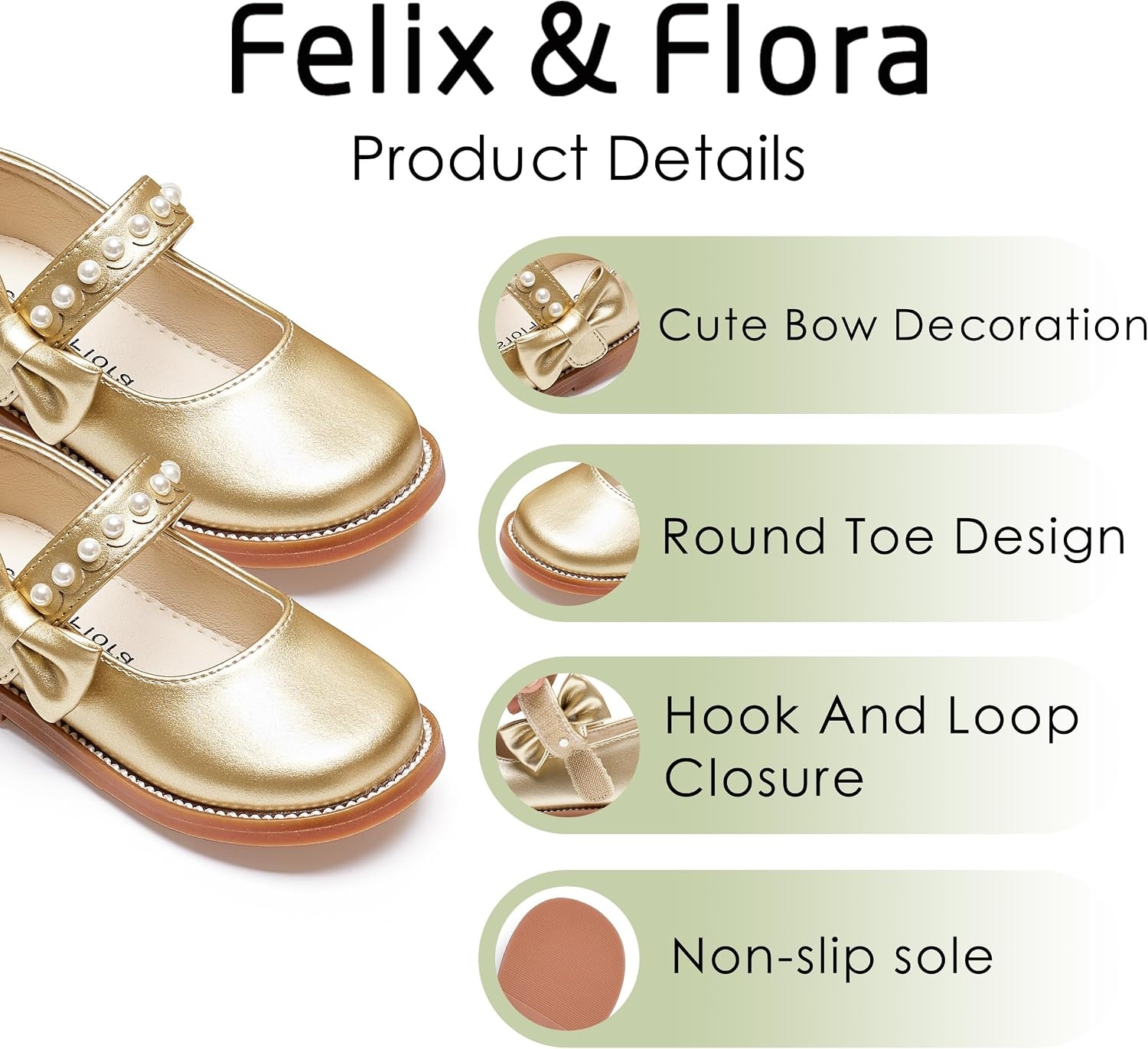 image:imageFelix amp Flora Toddler Girl Mary Jane Dress Shoes School Oxford Flats for Girl Party ShoesB432gold