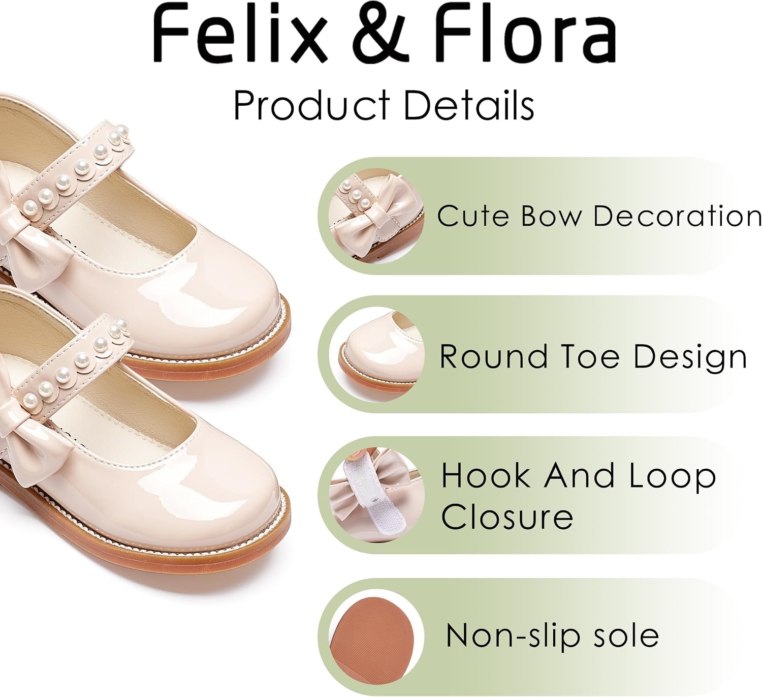 image:imageFelix amp Flora Toddler Girl Mary Jane Dress Shoes School Oxford Flats for Girl Party ShoesB432pl Nude