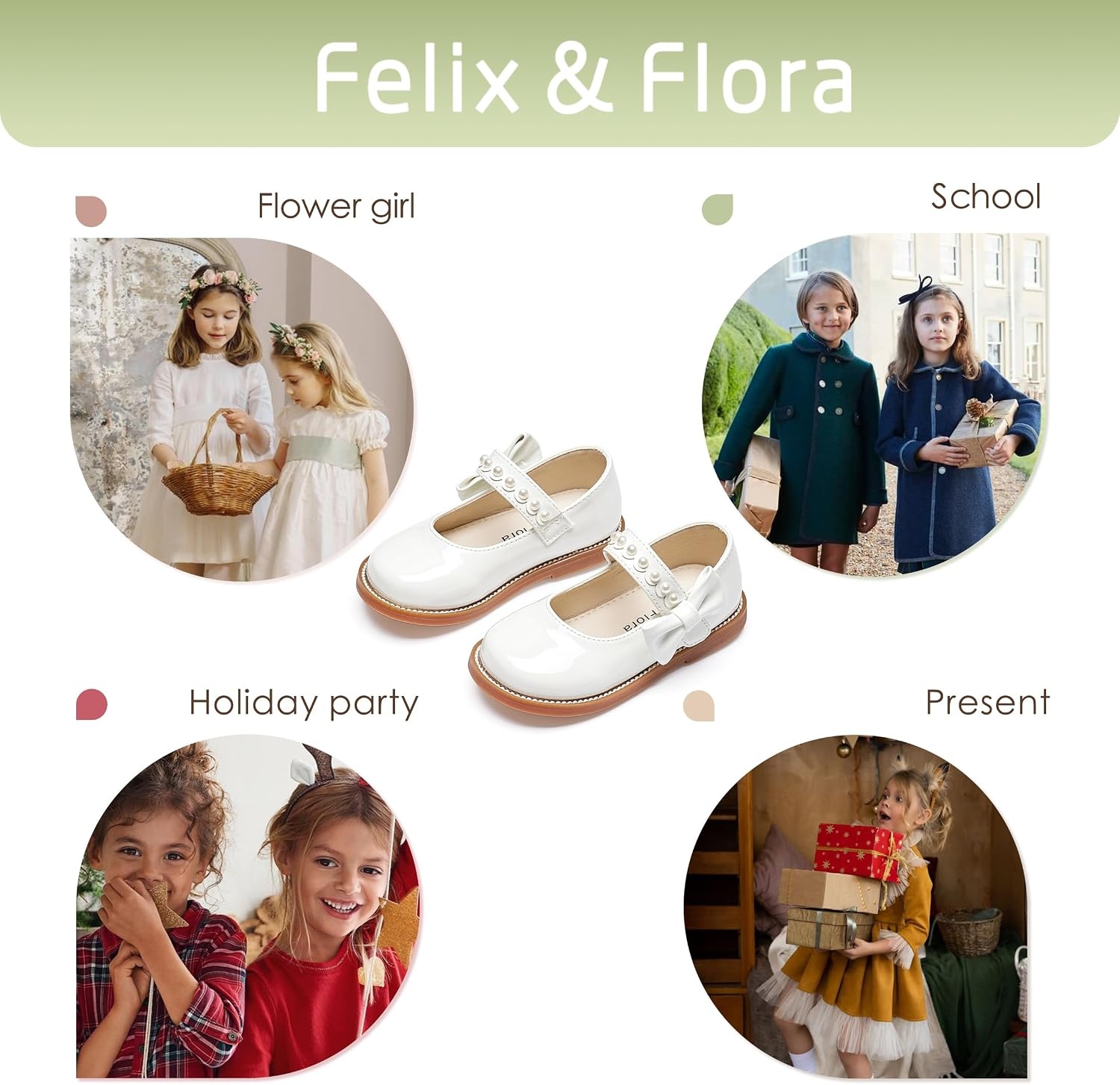 image:imageFelix amp Flora Toddler Girl Mary Jane Dress Shoes School Oxford Flats for Girl Party ShoesB432pl White