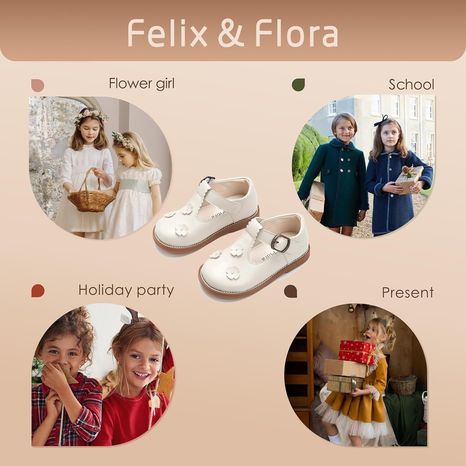 image:imageFelix amp Flora Toddler Girl Mary Jane Dress Shoes School Oxford Flats for Girl Party ShoesB436beige