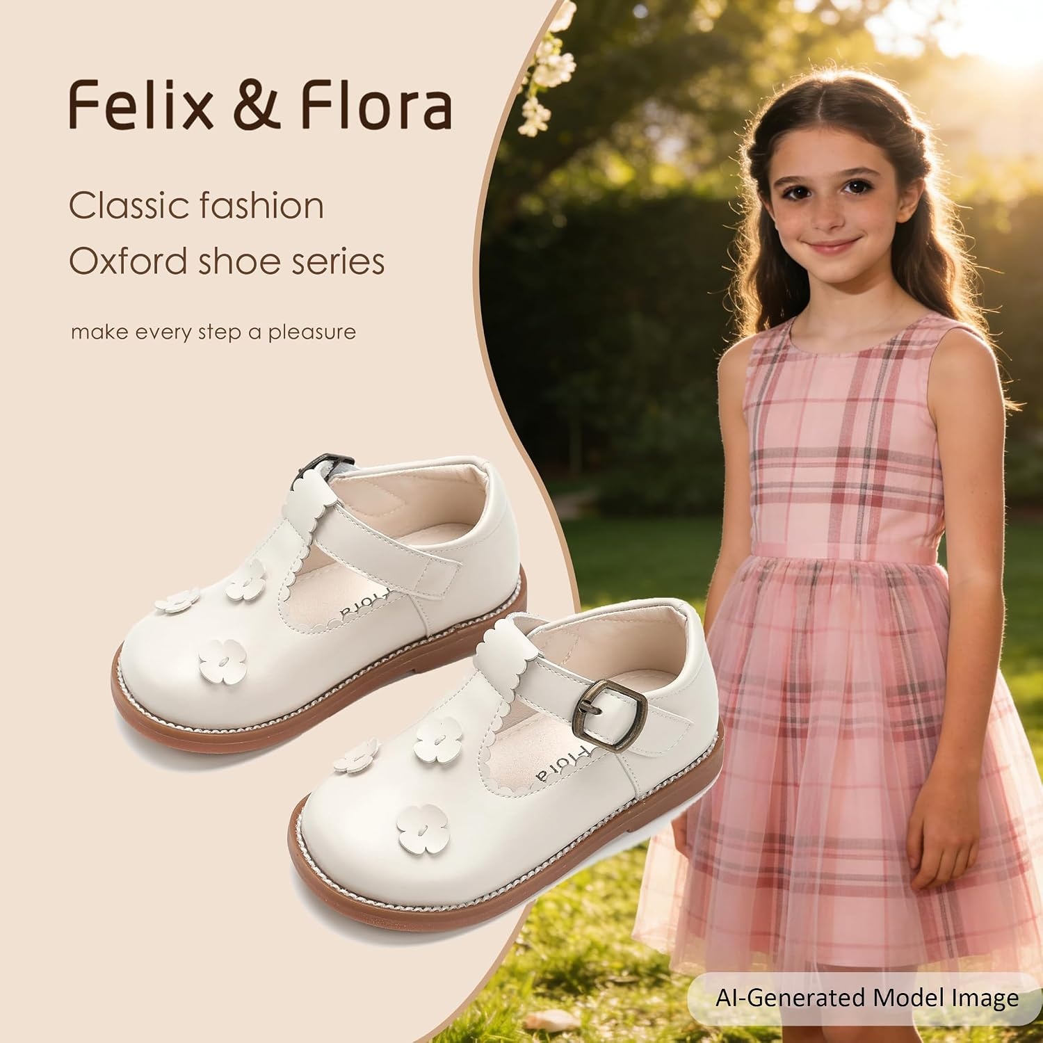 image:imageFelix amp Flora Toddler Girl Mary Jane Dress Shoes School Oxford Flats for Girl Party ShoesB436beige