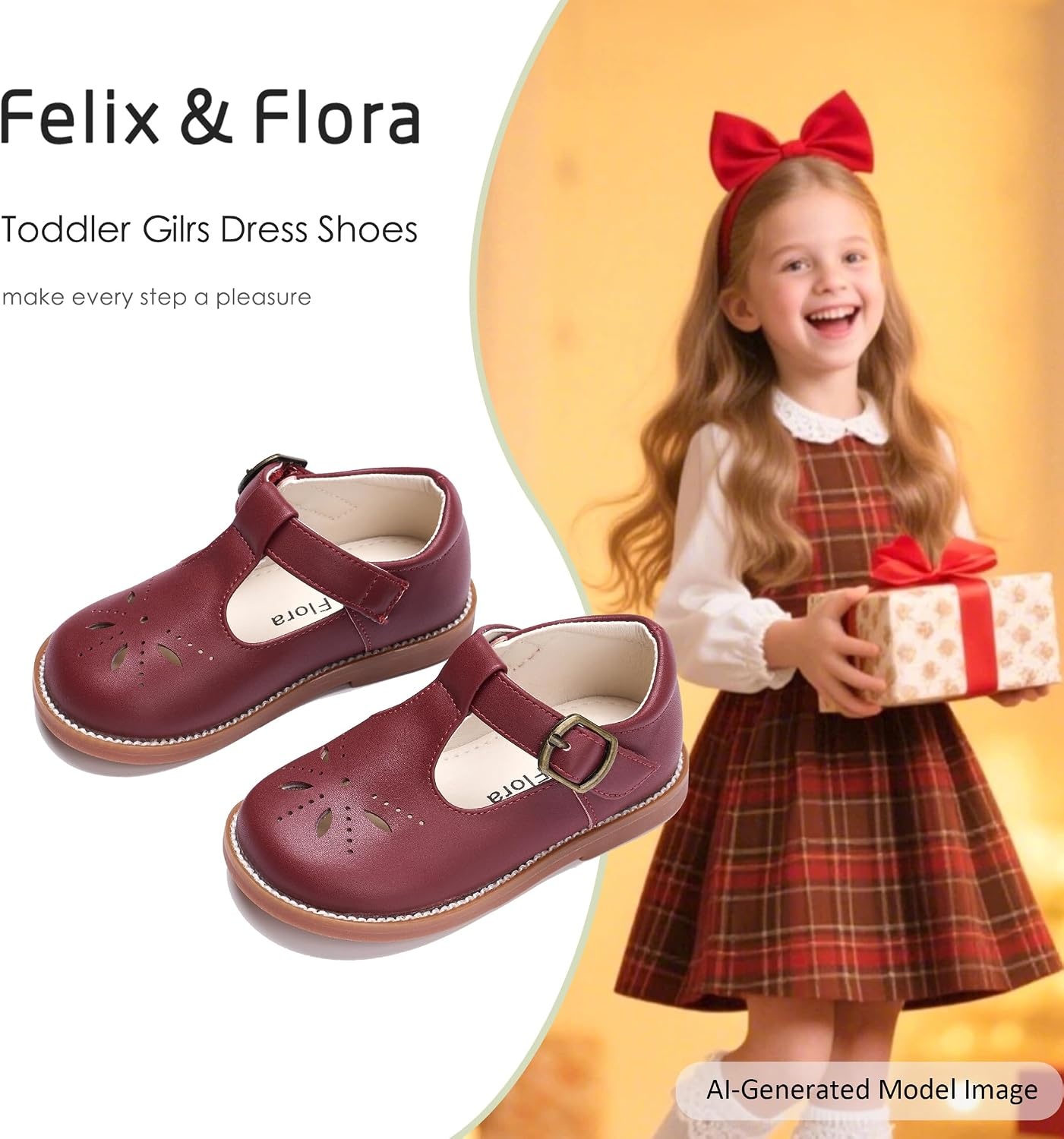 image:imageFelix amp Flora Toddler Little Girl Princess Dress ShoesMary Jane Flats for Girl Party School ShoesB434burgundy