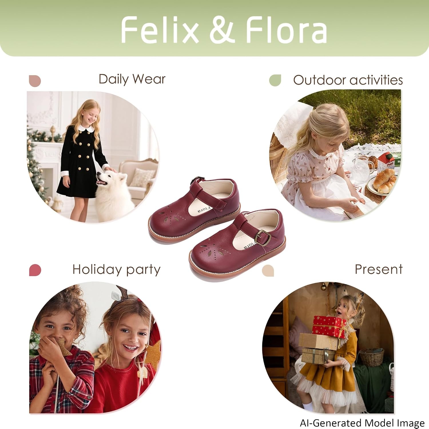 image:imageFelix amp Flora Toddler Little Girl Princess Dress ShoesMary Jane Flats for Girl Party School ShoesB434burgundy