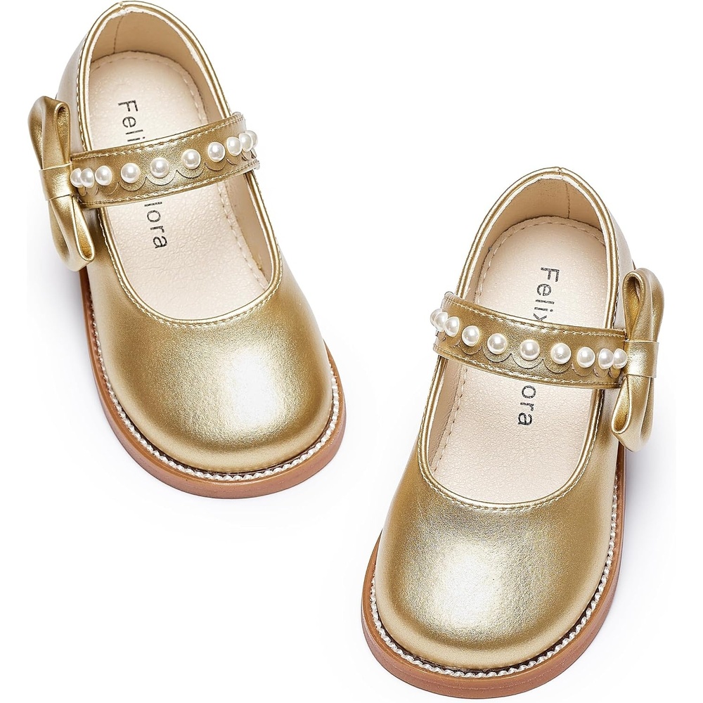 image:imageFelix amp Flora Toddler Girl Mary Jane Dress Shoes School Oxford Flats for Girl Party ShoesB432gold