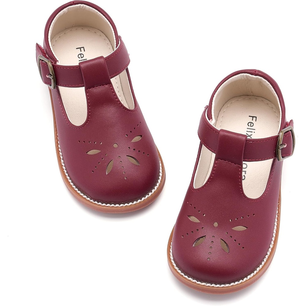 image:imageFelix amp Flora Toddler Little Girl Princess Dress ShoesMary Jane Flats for Girl Party School ShoesB434burgundy