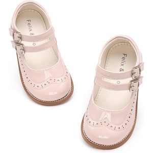 Felix & Flora Toddler Girl Mary Jane Dress Shoes – School Oxford Flats for Girl Party Shoes.(B441-nude)