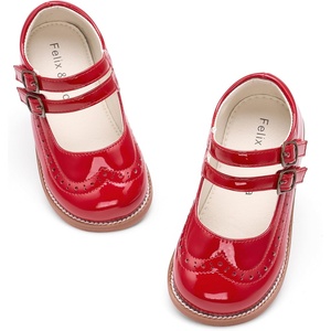 Felix & Flora Toddler Girl Mary Jane Dress Shoes – School Oxford Flats for Girl Party Shoes.(B441-red)