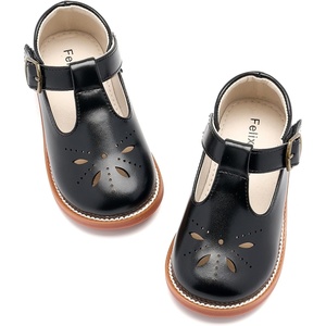 Felix & Flora Toddler Little Girl Princess Dress Shoes-Mary Jane Flats for Girl Party School Shoes(B434-black)
