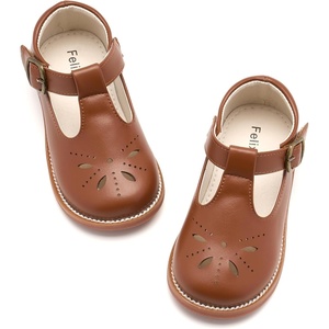Felix & Flora Toddler Little Girl Princess Dress Shoes-Mary Jane Flats for Girl Party School Shoes(B434-brown)